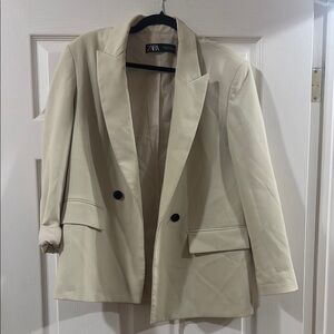 Zara White Beige Blazer